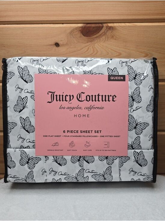 Juicy Couture Other - Juicy Couture 6 piece QUEEN Sweet Butterflies Sheet Set-NWT